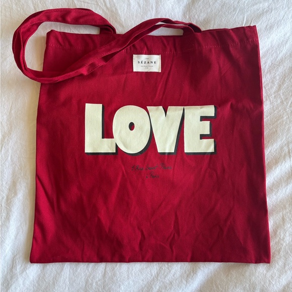 Sézane, Red LOVE Tote Bag. NWT! - Picture 2 of 5